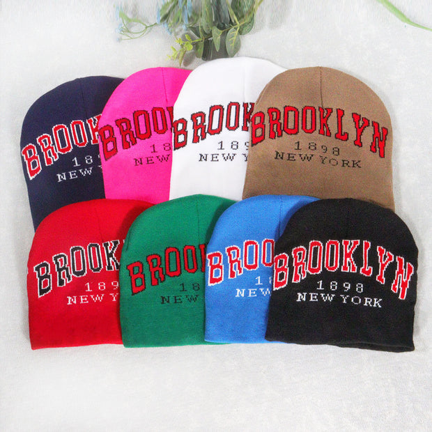 Woolen hat English letter knitted hat men and women warm hat