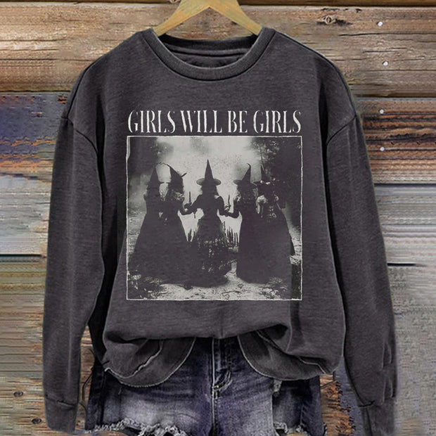 Vintage Girls Will Be Girls Witch Sweatshirt