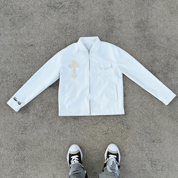 Casual personalized zipper lapel long-sleeved shirt jacket