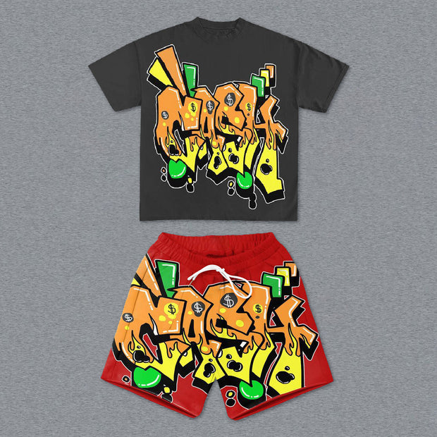 Retro street trendy brand short-sleeved suit