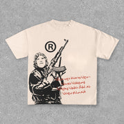 Fashion round neck soldier oversized T-shirt