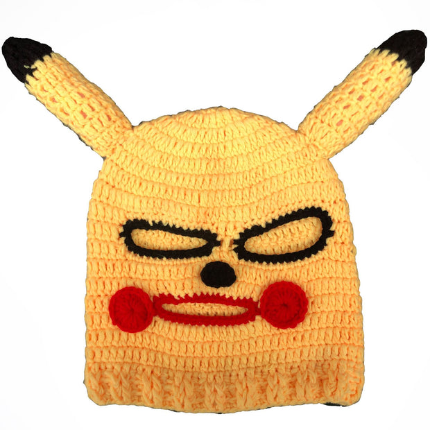 Woolen Knitted Pikachu Hat Autumn and Winter Warm Hood Sand Sculpture Hood Hat