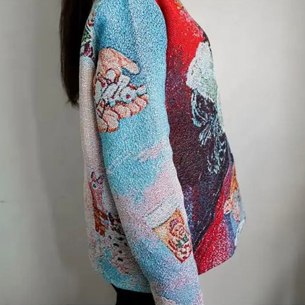 Rap King print tapestry crew neck sweatshirt