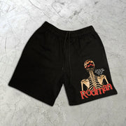 Skull Graphic Print Elastic Shorts