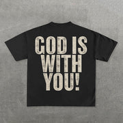 God Is With You Print Short Sleeve T-shirt