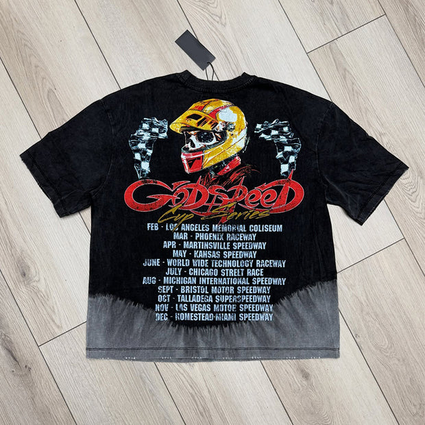 Vintage Washed Racing Graphic T-Shirt