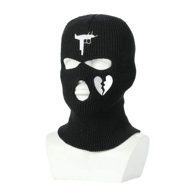 Knitted Ski Hat Outdoor Cycling Three Hole Mask Balaclava Head Cover