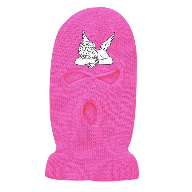 Embroidered angel three-hole winter ski warm knitted hat