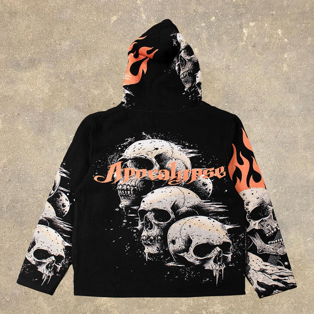 Rock Life Print Long Sleeve Hoodies
