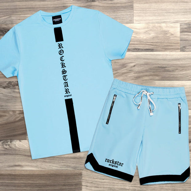 Text Pattern Short Sleeve Two Piece Set