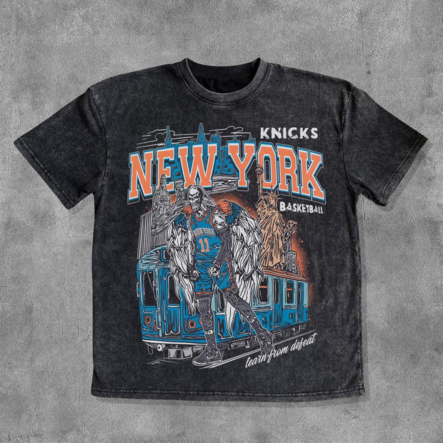 New York Print Washed Short Sleeve T-Shirt