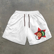 graphic print elastic shorts