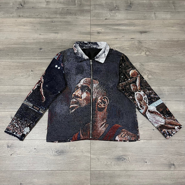 Personalized Sports Player Print Long Sleeve Zipped Jacket