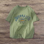 Fashion retro print round neck short sleeve T-shirt