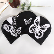 Two-color butterfly knitted hat, fashionable and versatile hat