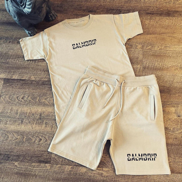 Casual Letter Print T-Shirt Drawstring Shorts Two-Piece Set