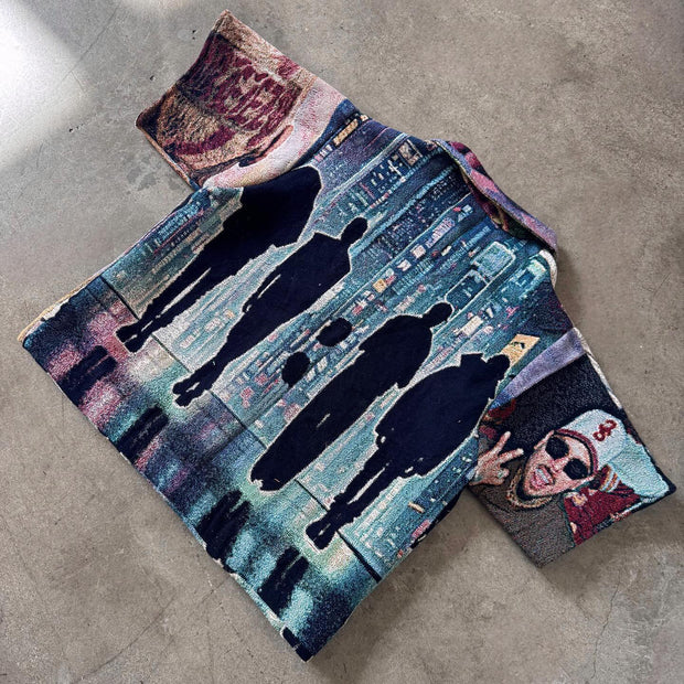 Hip Hop Street Rap Tapestry Zip-Up Jacket