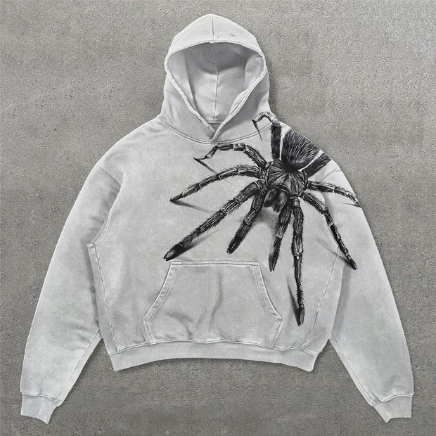 Casual Spider Print Long Sleeve Hoodies