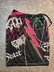 Fashion Retro Printed Mesh Shorts