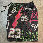 Fashion Retro Printed Mesh Shorts