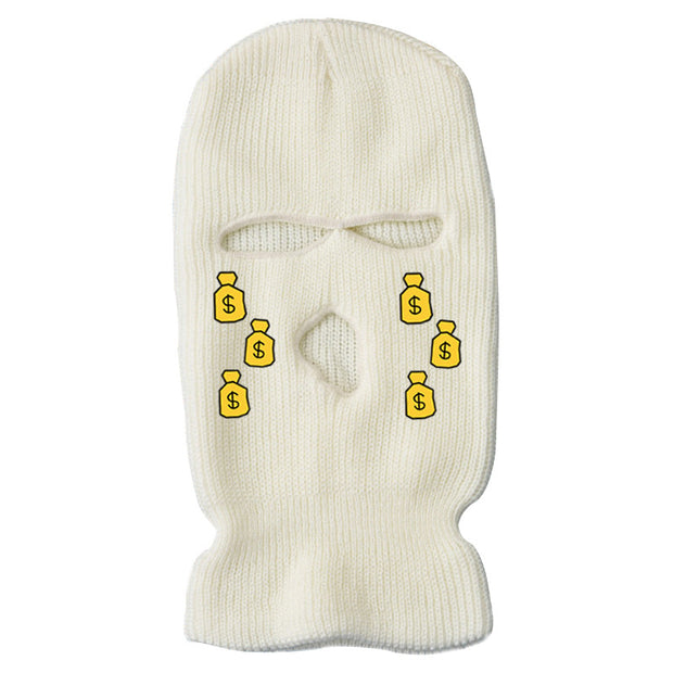 Tears of money embroidered three-hole hat warm ski mask