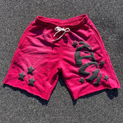 Puff Print washed casual street shorts