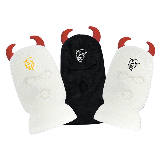 Horns devil street robber warm knitted ski mask hat