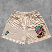 Fashion Mac Miller Print Mesh Shorts