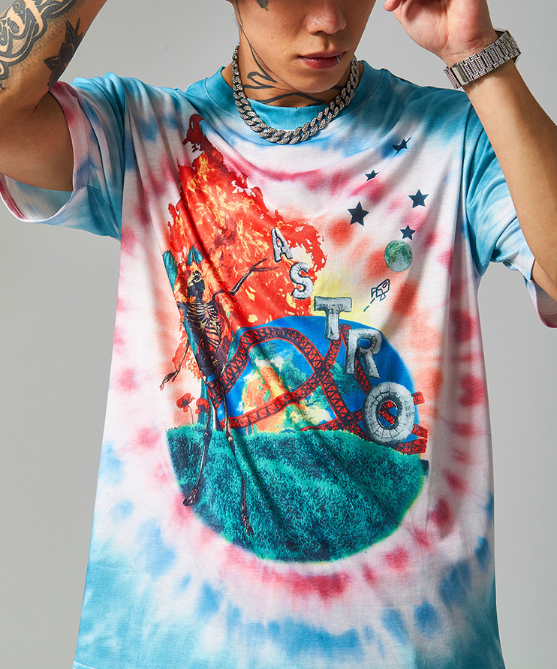 Personalized printed street tie-dye loose short-sleeved T-shirt