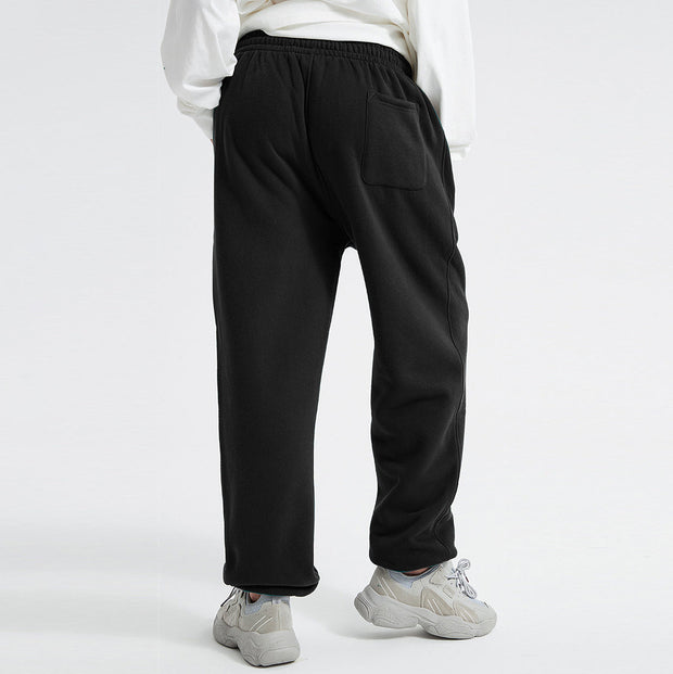 Contrast Vintage Plush Print Casual Trousers