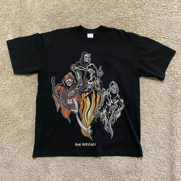 Personalized skull print short-sleeved T-shirt