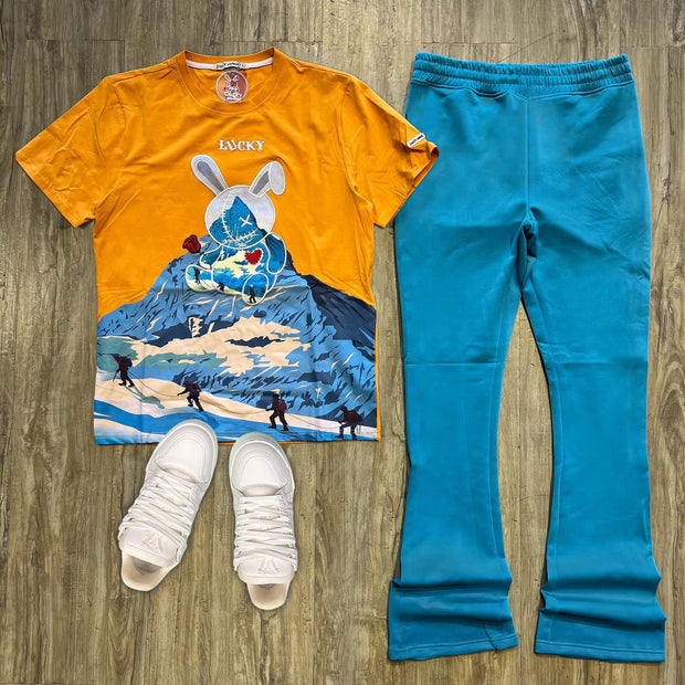 Fashion bunny print T-shirt and trousers two-piece set