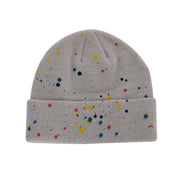 Spray-painted colorful polka dot graffiti wool knitting hat