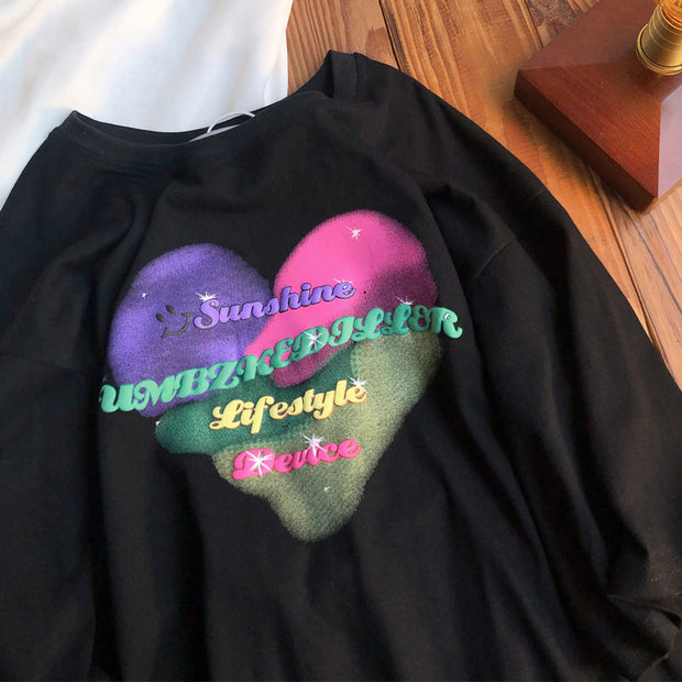 Jew4roomA Smiley Love Loose Short Sleeve T-shirt