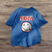 Casual fashion smiley face print short-sleeved T-shirt