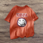 Casual fashion smiley face print short-sleeved T-shirt