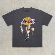 Street basketball team print casual T-shirt