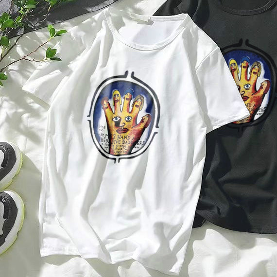 Retro print casual short-sleeved T-shirt