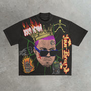 Rap Crown Casual Street Cotton Printed T-Shirt