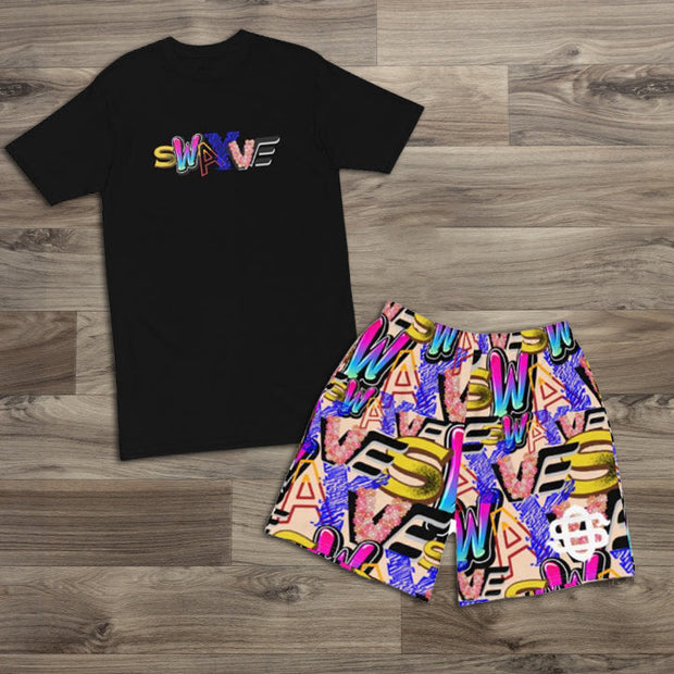Graphic Print Short Sleeve Two-Piece Shorts