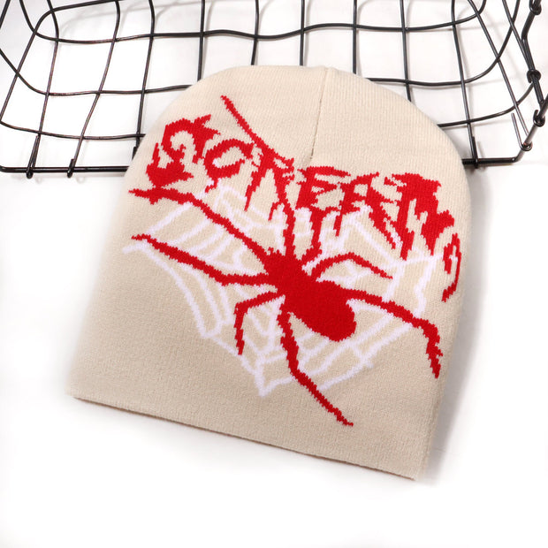 Love spider web jacquard knitted hat