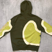 Contrast patch print hoodie
