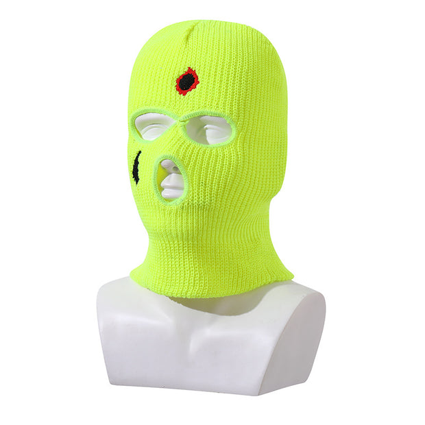 Balaclava three-hole hat outdoor riding headgear knitted warm ski mask