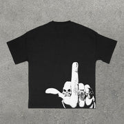 Skull Gesture Print Short Sleeve T-Shirt