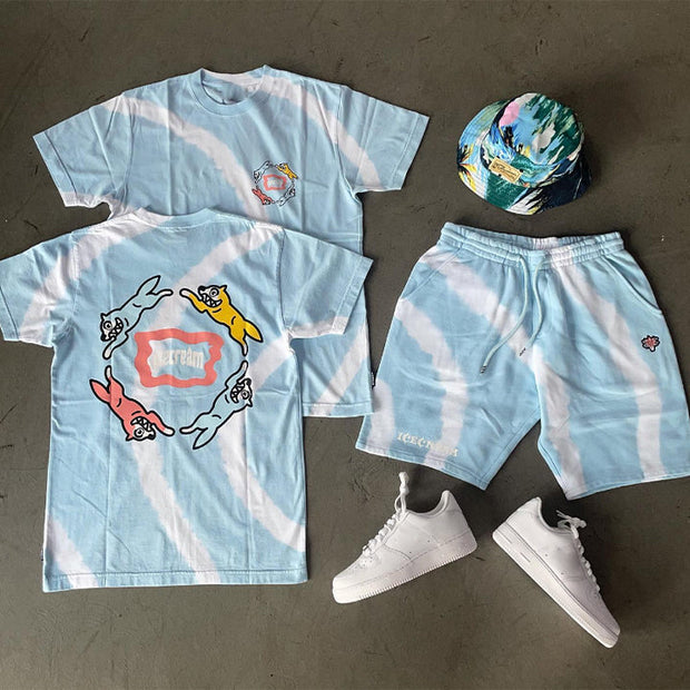 Graphic Print Tie Dye Short Sleeve Two Piece