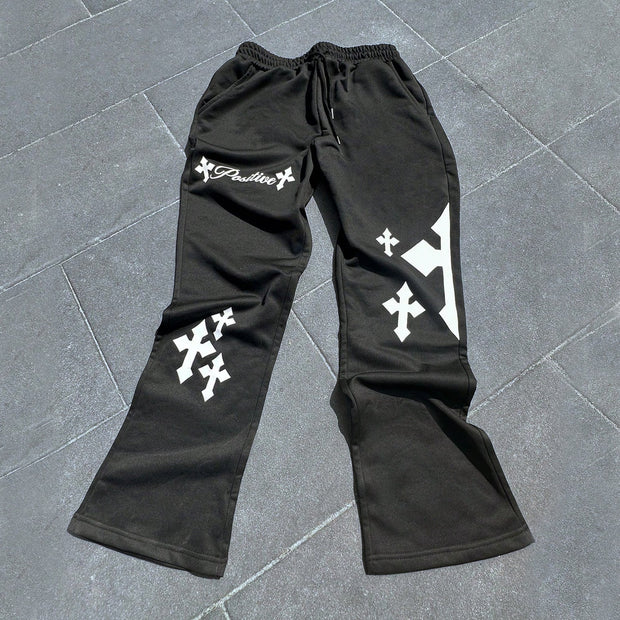 Fashion cross print flared pants
