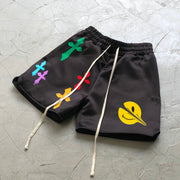 Multicolor Cross Smiley Pattern Vintage Shorts