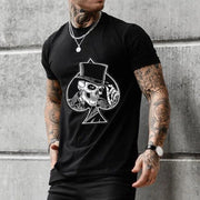 Casual round neck short sleeve printed long pullover men's T-shirt