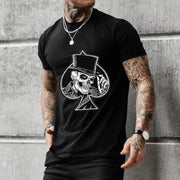 Casual round neck short sleeve printed long pullover men's T-shirt