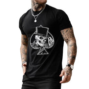 Casual round neck short sleeve printed long pullover men's T-shirt
